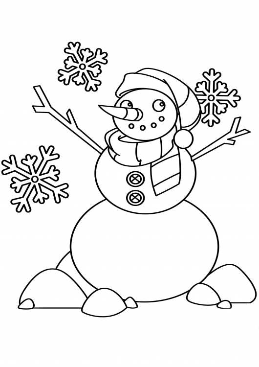 Porta il colore nel Villaggio di Babbo Natale con questa pagina da colorare con un pupazzo di neve e fiocchi del Polo Nord!