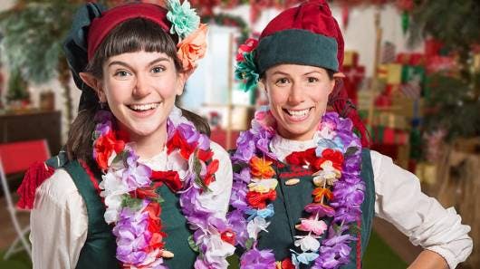 Explore the wonders of Santa's Village with Mrs. Claus' photo of Leena and Ajatus with Hawaiian leis. It's someone's birthday!